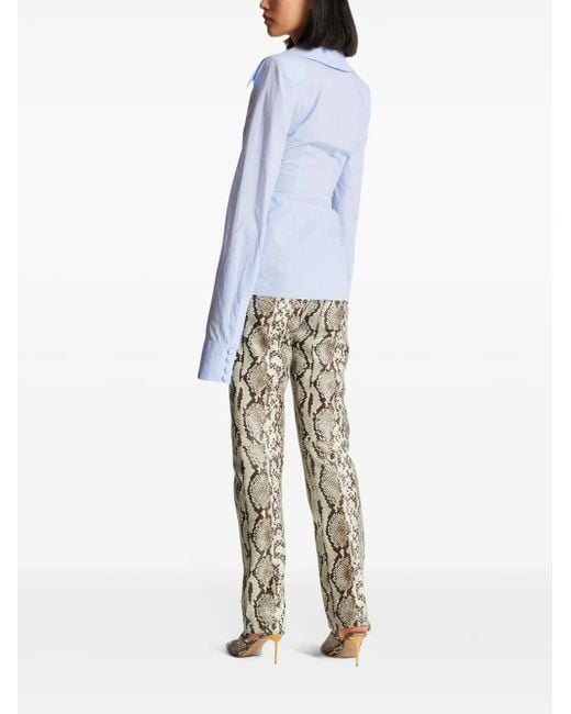Balmain Blue Draped Tie Waist Shirt For