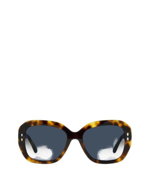 Isabel Marant Blue Tortoiseshell-Effect Rectangle-Frame Sunglasses
