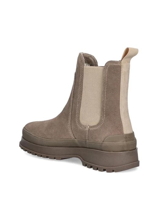 Gant Brown Pull-Tab Lug-Sole Chelsea Boots