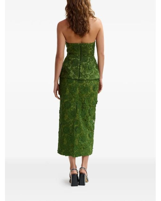Essentiel Antwerp Green Floral Lace Rhinestone Midi Skirt