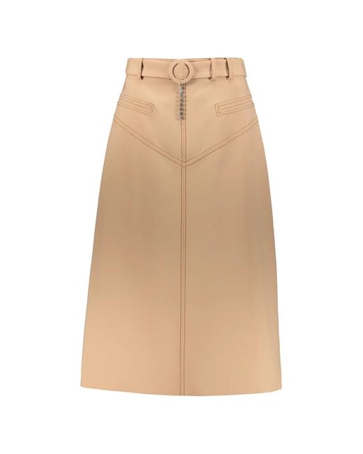 Falda Midi Con Cinturón Ellery de color Natural