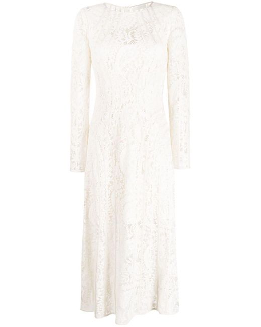 Zimmermann White Devi Floral-lace Panelled Midi Dress