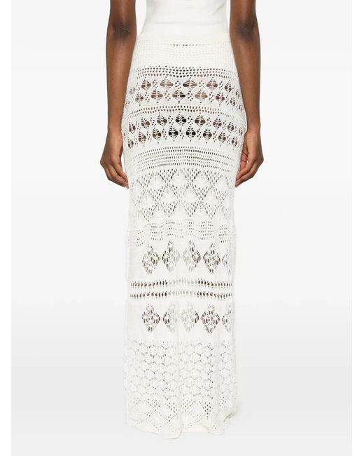 Emilio Pucci White Crochet Maxi Skirt