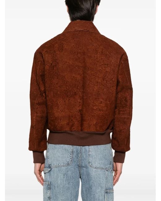 Alexander McQueen Brown Leather Jacket With 'Vintage' Effect for men