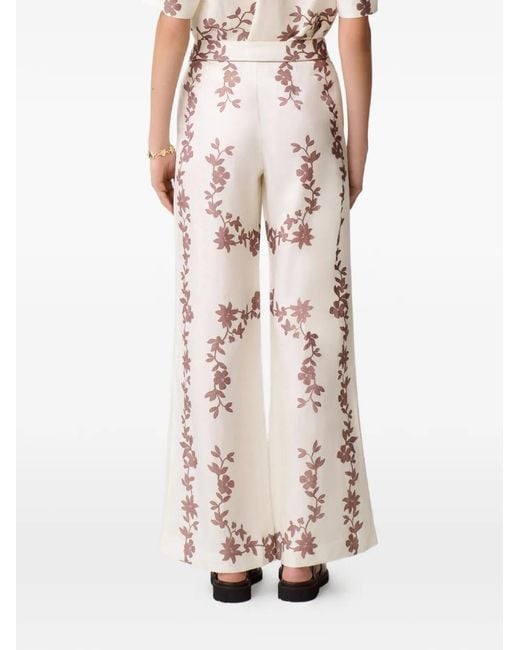 Claudie Pierlot White Floral Wide-Leg Trousers