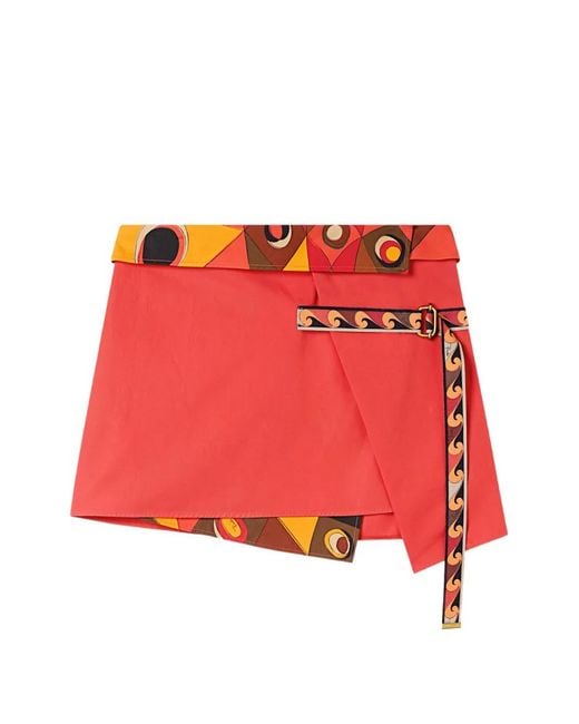 Emilio Pucci Red Cotton Wrap Skirt