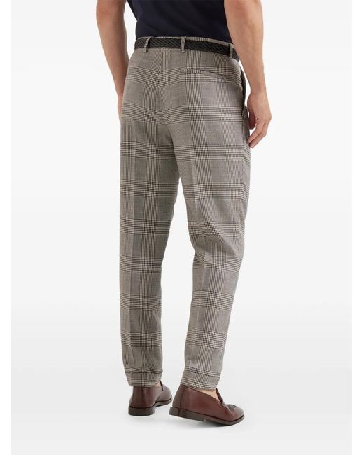 Brunello Cucinelli Gray Prince Of Wales Check Tailored Trousers for men