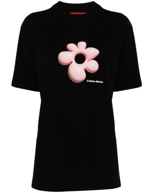 T-shirt Abstract Flower con stampa di A BETTER MISTAKE in Black