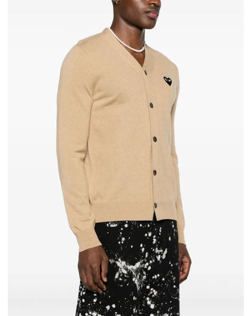 COMME DES GARÇONS PLAY Natural Heart-Patch Wool Cardigan