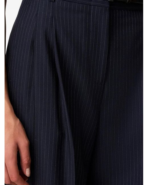 Another Tomorrow Blue Pinstripe Pleated Trousers