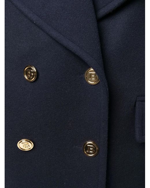 Abrigo Grande Con Cinturón Balmain de color Blue