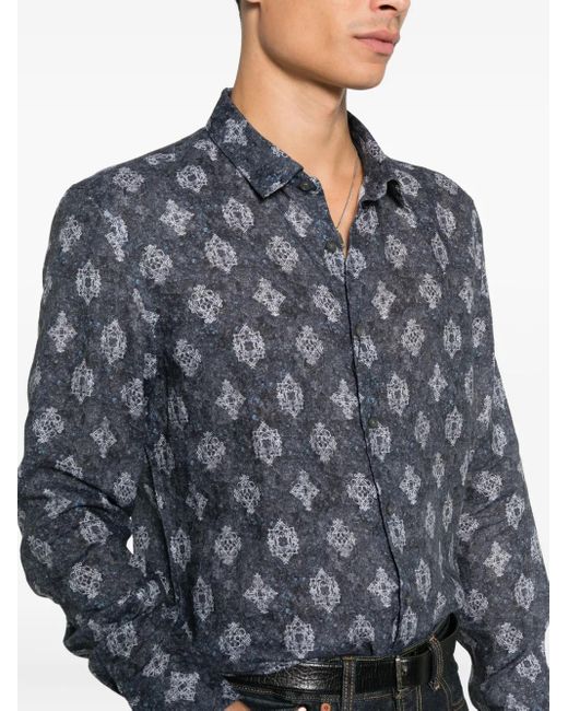 John Varvatos Blue Patterned Shirt for men