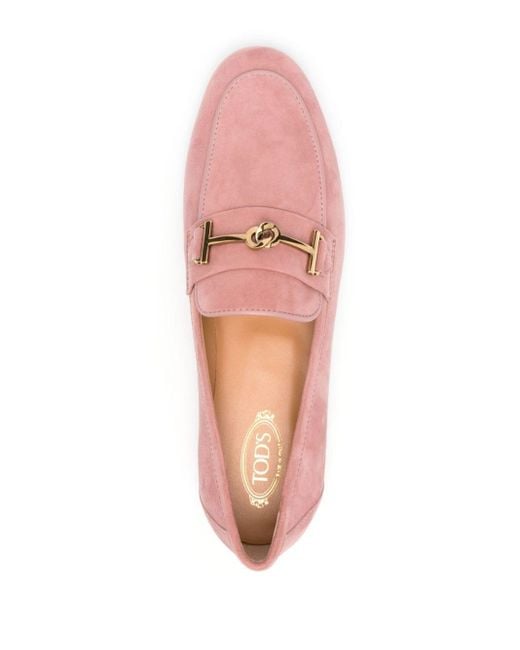 Tod's Pink Gommino Driving Suede Loafers