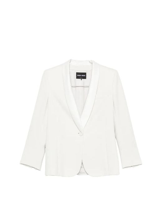 Giorgio Armani White Shawl-Lapel Single-Breasted Blazer