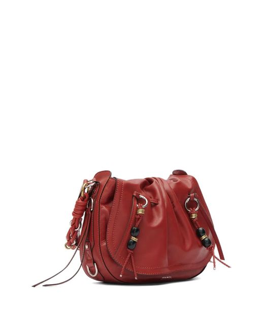 Isabel Marant Red Pleated Drawstring Shoulder Bag
