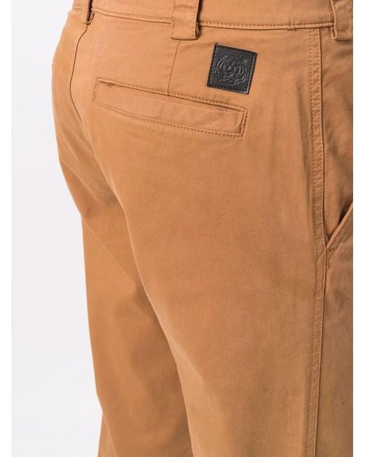 KENZO Brown Slim-Fit Logo-Patch Trousers for men