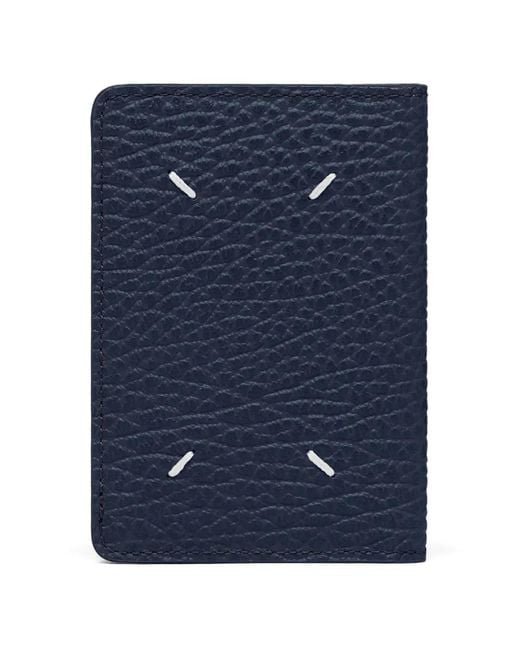 Maison Margiela Blue Four Stitches Grained Card Holder