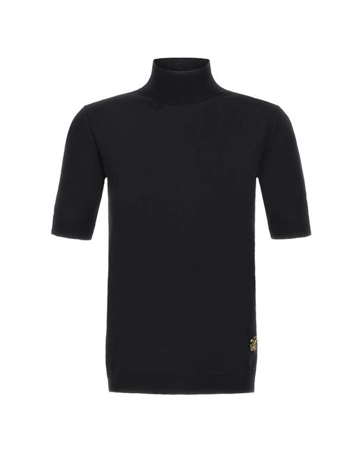 Roberto Cavalli Black Logo-Plaque High-Neck Top