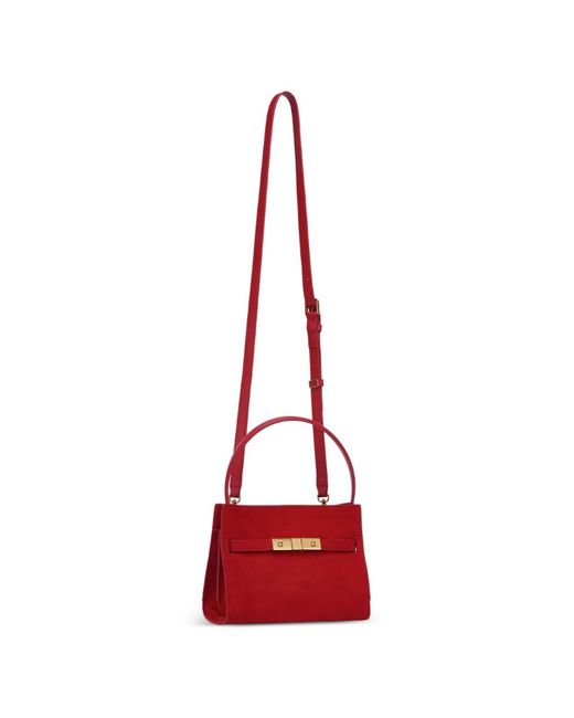 POTAMY Red Square-Buckle Leather Mini Bag