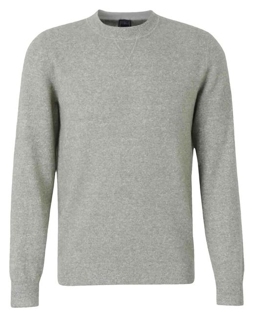 Fedeli Gray Contrast-Trim Jumper for men