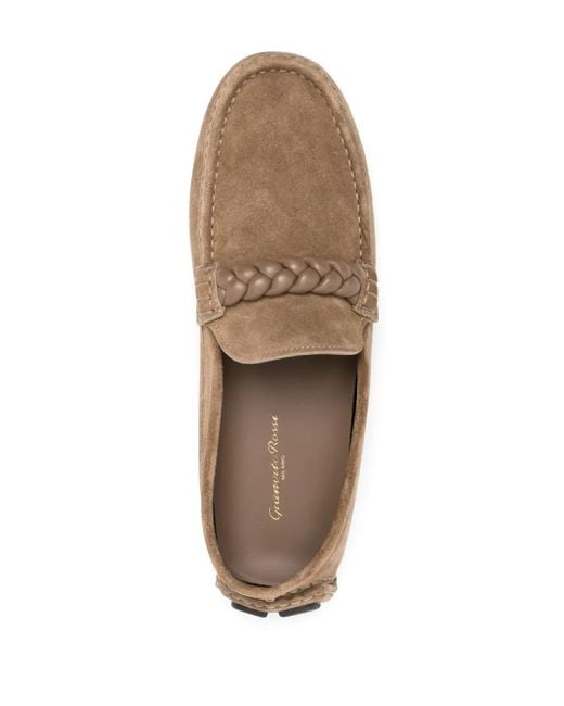 Gianvito Rossi Brown Braided Suede Loafers for men