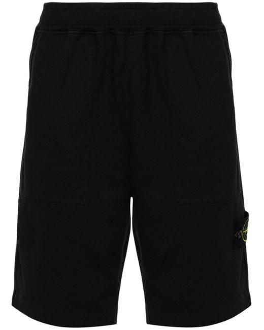 Pantalones cortos de chándal con distintivo Compass Stone Island de hombre de color Black