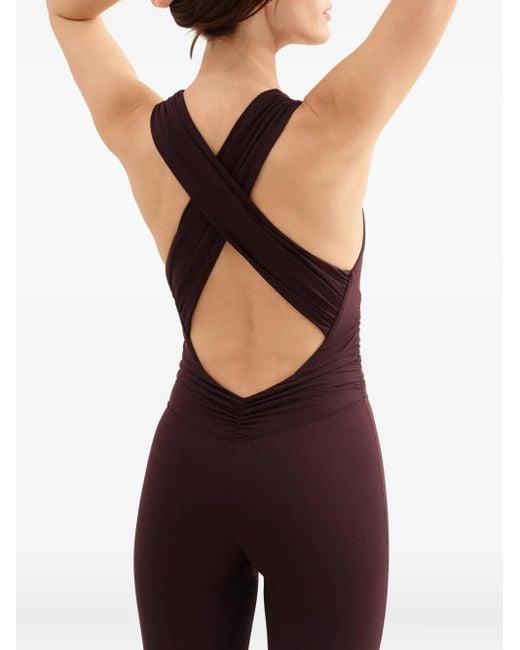 Eres Hope Geribbelde Jumpsuit Met Gekruiste Bandjes in het Purple
