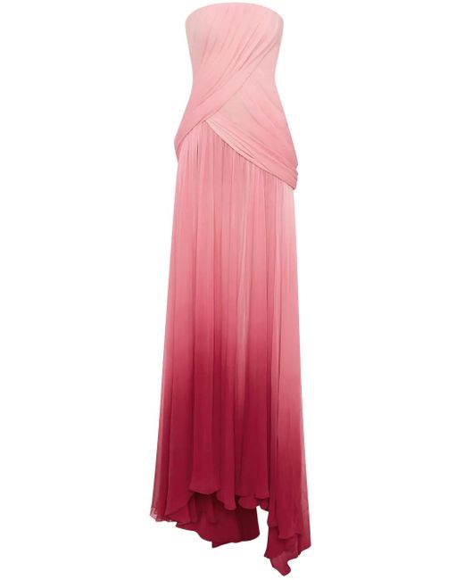 Oscar de la Renta Pink Ombré Silk Chiffon Gown
