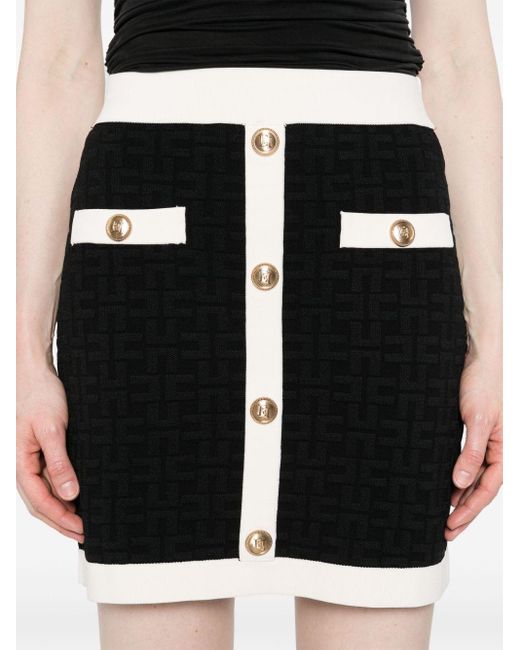 Minifalda con monograma en jacquard Elisabetta Franchi de color Black