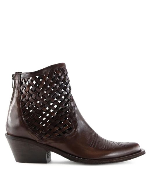 Notabene Brown 50Mm Lynx Braided Ankle Boots