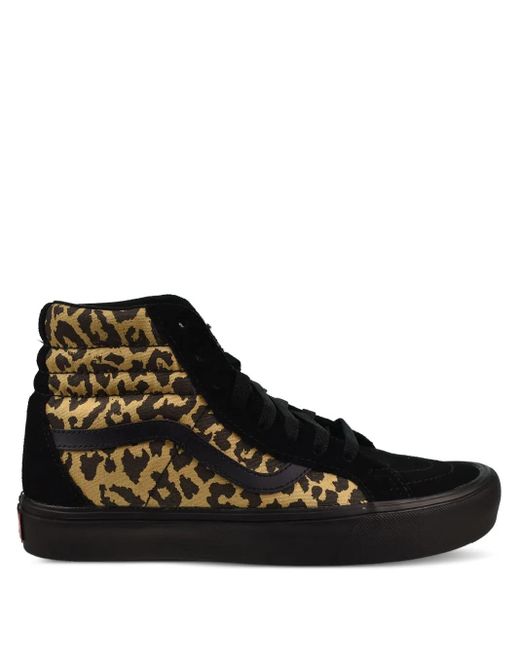 Vans Black Sk8-Hi Reissue Leopard-Print Sneakers for men