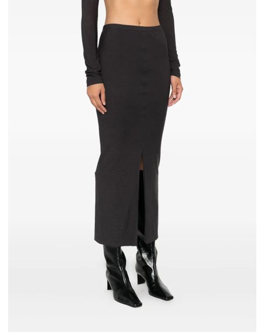 Nanushka Black Low-Rise Split Midi Skirt