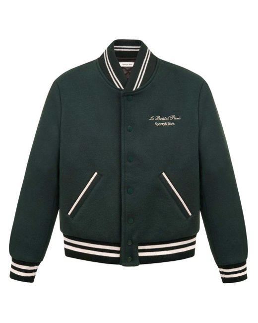 Sporty & Rich Green Faubourg Wool Varsity Jacket