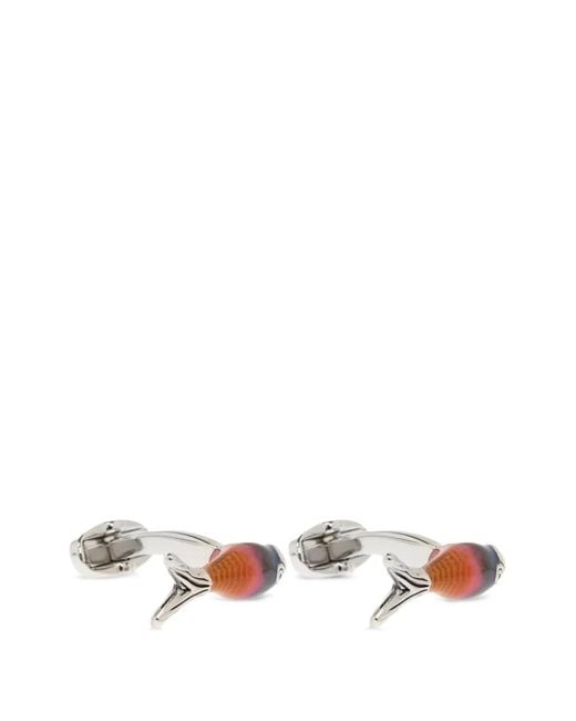 Paul Smith White Artist Stripe Fish Cufflinks for men