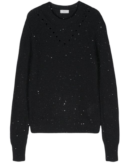 Peserico Black Sequined Chunky-knit Jumper