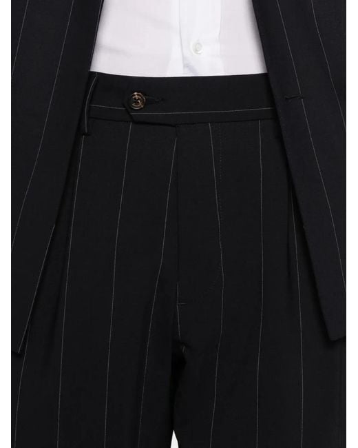 Eleventy Black Pinstripe Double-Breasted Suit for men