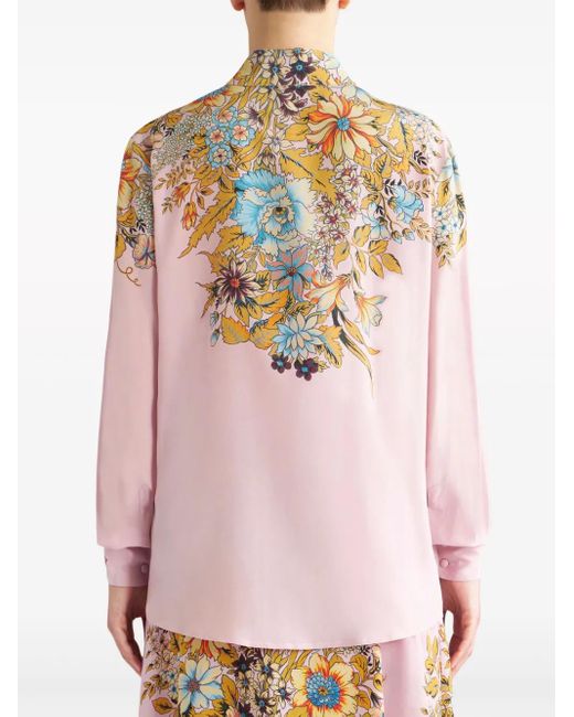 Chemise En Crêpe De Chine À Fleurs Etro en coloris Pink