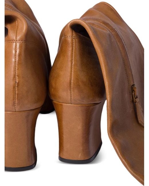 Miu Miu Brown 65Mm Buckle-Fastening Leather Boots
