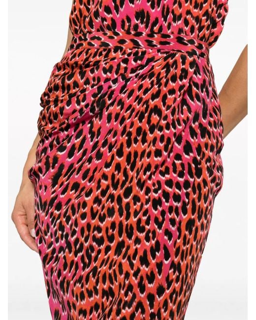 Zadig & Voltaire Red Jamelia Leopard-Print Silk Skirt
