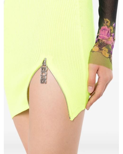 Gcds Yellow Asymmetric Knitted Skirt