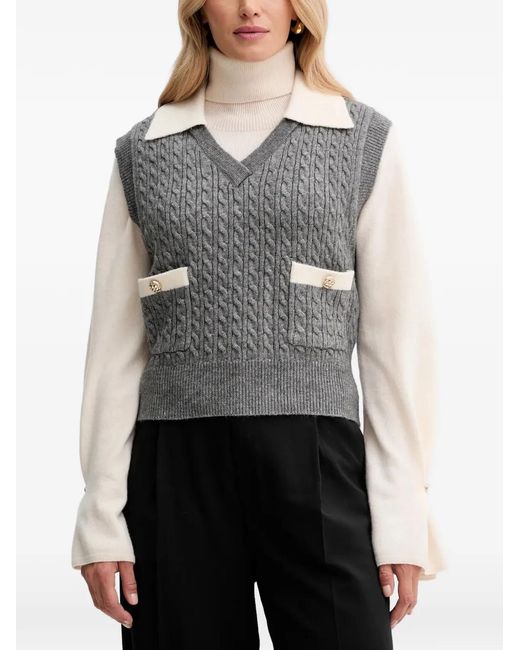 Cable-knit pocket knitwear Fracomina de color Gray