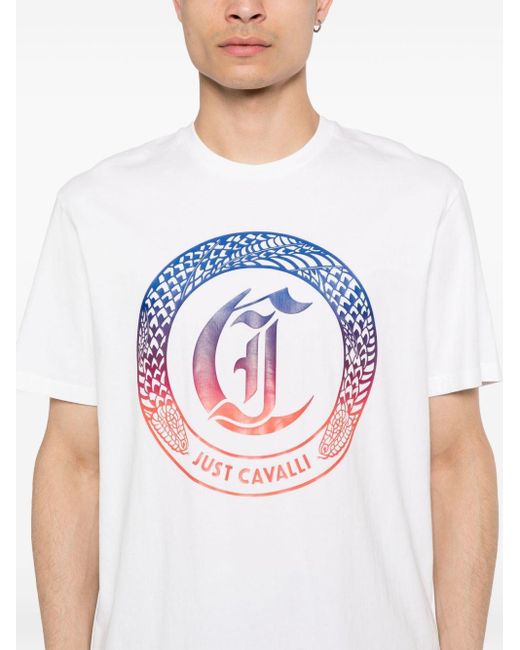 T-shirt en coton à logo imprimé Just Cavalli pour homme en coloris Pink