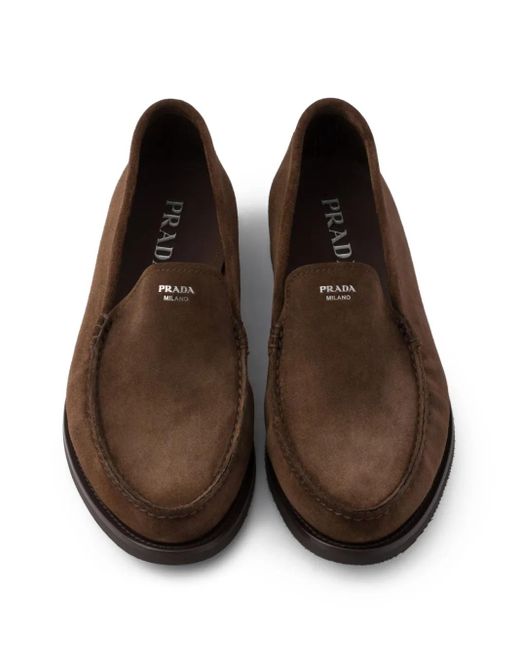Prada Brown Suede Loafers for men