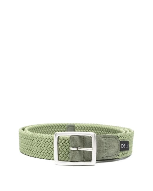 Dell'Oglio Green Woven Buckle Belt for men