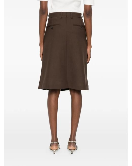 Totême Brown Pleated Tailored Mini Skirt