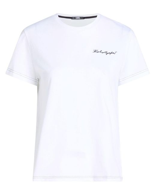 Karl Lagerfeld White Karl Signature Crew-neck Cotton T-shirt