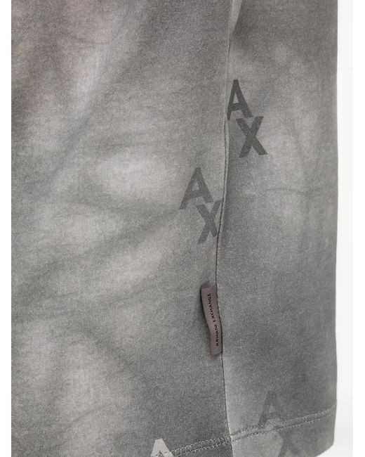 ARMANI EXCHANGE Gray Logo-Pattern Polo Shirt for men