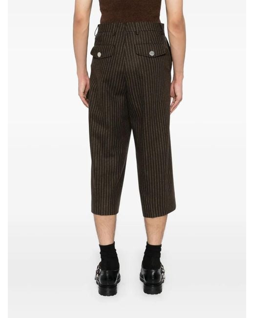 AMI Gray Striped Cropped Trousers for men