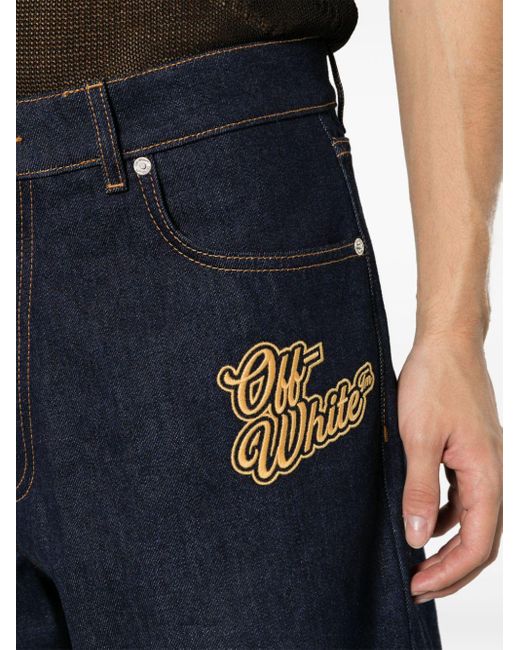 Off-White c/o Virgil Abloh Blue Logo-patch Cotton Denim Shorts for men