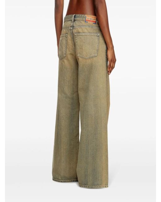 DIESEL Multicolor Wide-Leg Denim Jeans Withfaded Wash